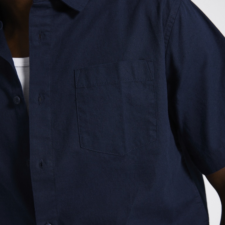 Short sleeve linen blend shirt "Isak" Navy 5